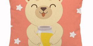 Smiley Teddy Printed Cushion