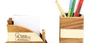 Wooden Clock Pen Stand