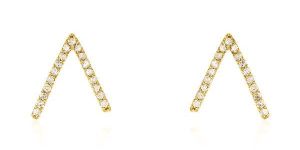 Yellow Gold Diamond V Studs