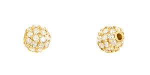 Yellow Gold Pave Diamond Bead