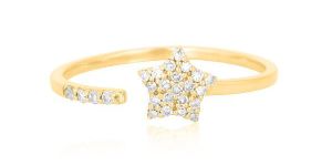 Yellow Gold Star Diamond Open Band Ring