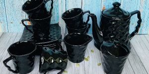 KHURJA CERAMIC Tea and Coffee Cup and Saucer with Kettle,