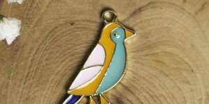 Bird Enamel Charms Pendants Size 29mm 06Pcs