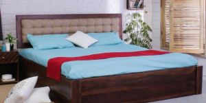 Upholstered Sheesham Wood Bed with Storage