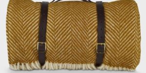 Mustard Waterproof Picnic Blanket with Straps