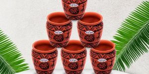 Earthen Clay Warli Timpali Glass Set