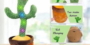 TikTok Dancing Cactus Plush Toy USB Charging,sing 120pcs Songs,recording,repeats What You Say