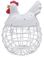 White Rooster Egg Basket