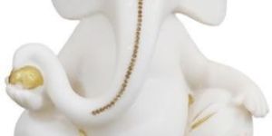 White Ganpati Gajanan Marble Statue