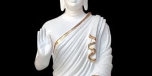 White Golden Meditating Buddha Statue