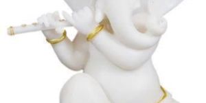 White Marble Bansuri Ganesha Statue