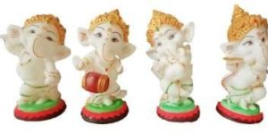 White Marble Ganesha Statue Set