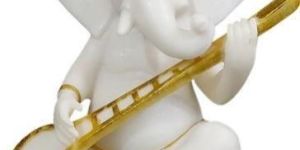 White Marble Sitar Ganesha Statue