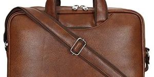 Tan Brown Leather Office Bag