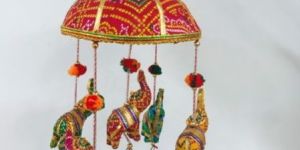 Rajasthani Ceramic Elephant Tokri Hangings
