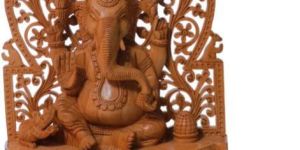 Wooden Sitting Ganesha Statue
