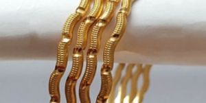 RD30001 Gold Plated Zig Zag Brass Bangles