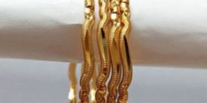 RD30003 Gold Plated Zig Zag Brass Bangles