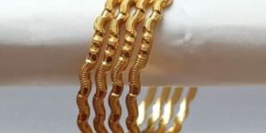 RD30004 Gold Plated Zig Zag Brass Bangles