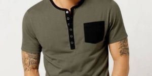 Mens Henley Neck T-Shirt