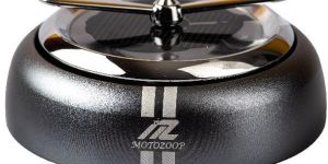 MOTOZOOP Metal Alloy Solar Perfume Fan Air Freshener and Fragrance with Organic Perfume (BLACK)