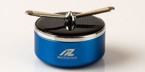 MOTOZOOP MINI Metal Alloy Solar Perfume Fan Air Freshener and Fragrance with Organic Perfume (BLUE)