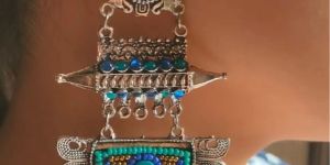 Long Beaded Afghani Earrings