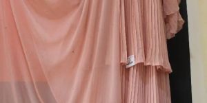 Georgette Pleated Pink Ethnic Dress