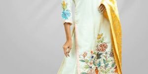 off White Ethnic Palazzo Suit