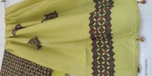 Kota Doria with Ajrakh Print Applique Work