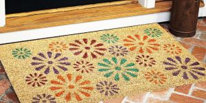 Natural Printed Coir Door Mats - Flower 2 - CB45x75-04-02