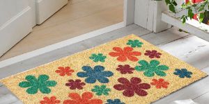 Natural Printed Coir Door Mats -Flower-CB45x75-1-14