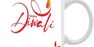 Diwali Gifts for Family Happy Diwali Ceramic Coffee Mug Tea Cup - 330ml, White