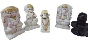 Marble Painted Shiv Parivar Statue