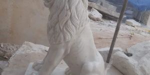 Standing Lion Marble Statue