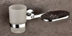 Brass Soap Dish with Glass Tumbler Holder