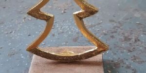 Iron Christmas Tree on Wooden Base