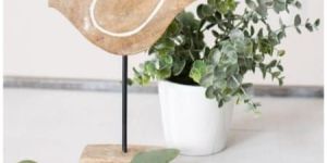 Wooden White Wash Bird