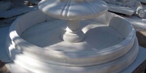 WHITE MARBLE FLOWER CARVED POLISHED MARBLE FOUNTAIN