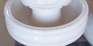 WHITE POLISHED MARBLE CARVED WATER FOUNTAIN