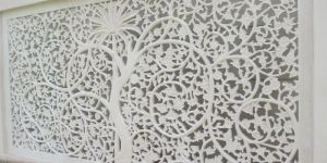 WHITE TREE CRVED MARLE STONE WALL JALI