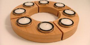 Wooden Round Candle Holder