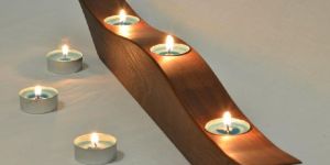 Wooden Ship Candle Holder