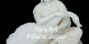 Marble Buddha Statue with Peacock