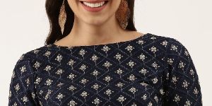 PFB 145 Navu Blue Zari Work Georgette Readymade Blouse