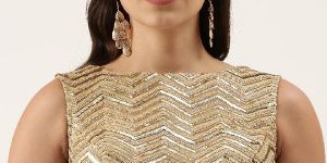 PFB 148 Beige Coding Work Net Readymade Blouse