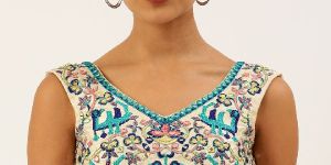 PFB 165 Cream Hand Made Pure Art Silk Readymade Blouse