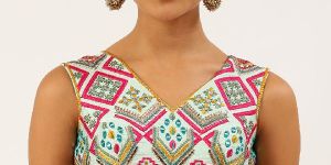 PFB 166 Turquoise Blue Pure Art Silk Readymade Blouse