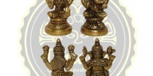 3.5 Inches Brass Lakshmi Ganesha Statue