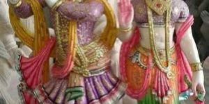 Multicolor Marble Radha Krishna Statue